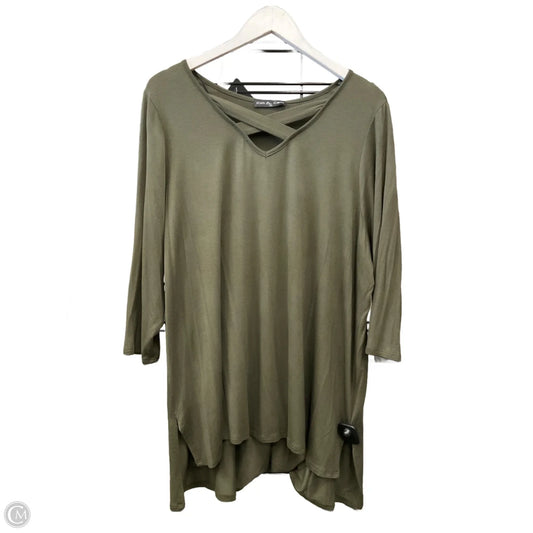 Top 3/4 Sleeve By Kim & Cami In Green, Size: 2x