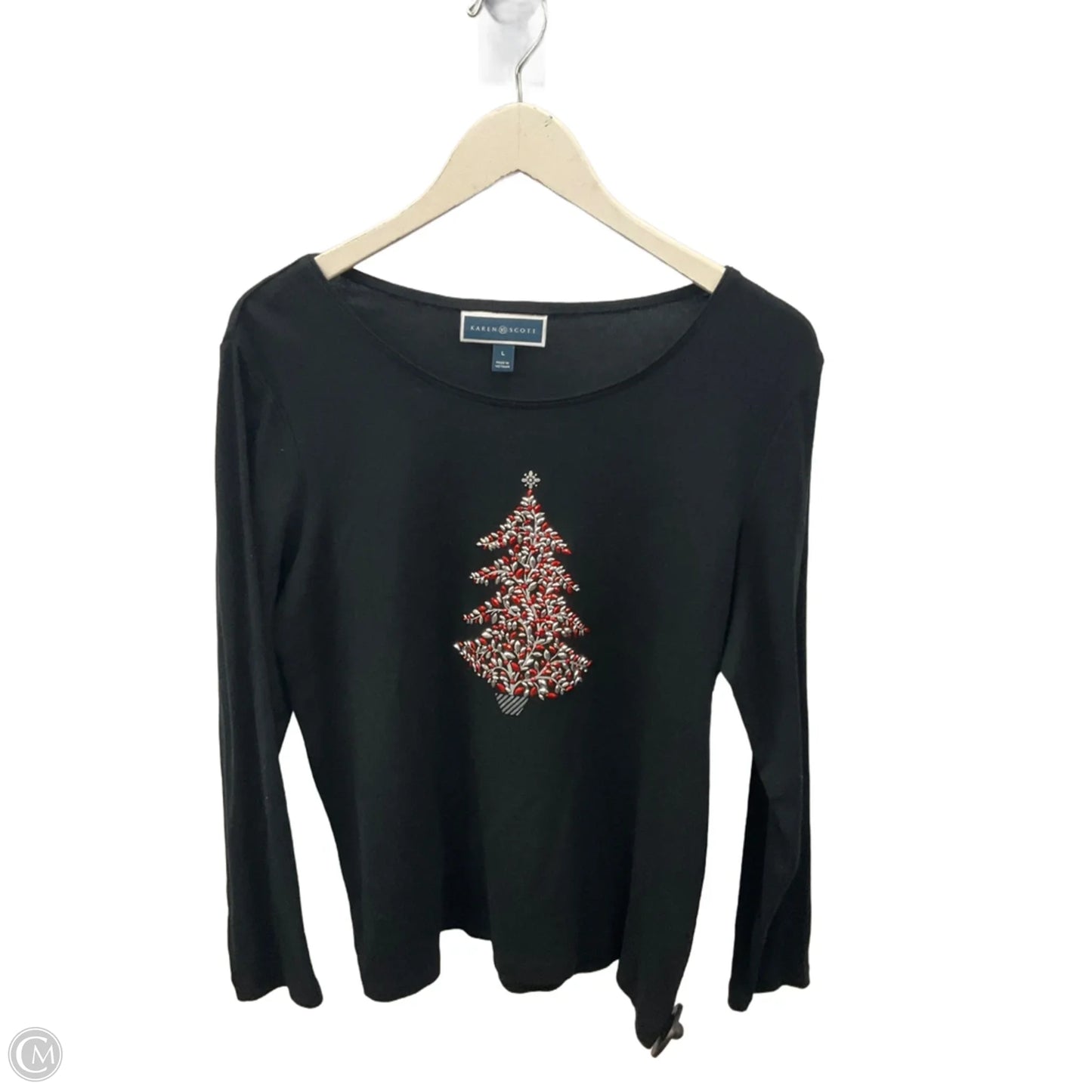 Top Long Sleeve By Karen Scott In Black, Size: L