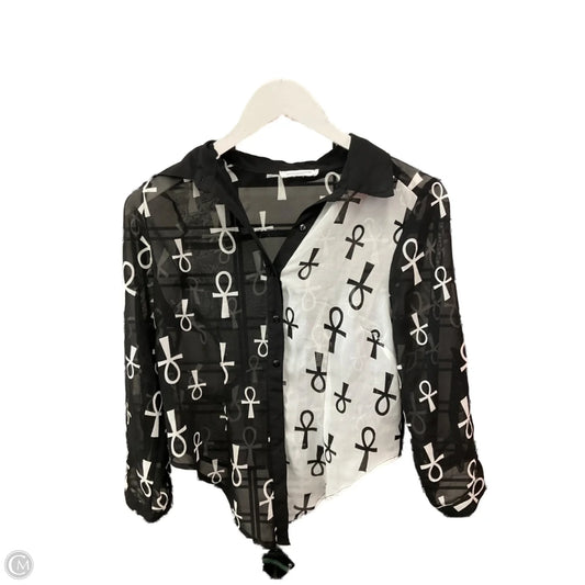 Top 3/4 Sleeve By Beachlunchlounge In Black & White, Size: S
