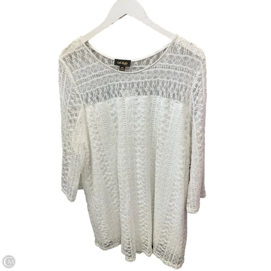 Top 3/4 Sleeve By Cal Style In Cream, Size: 2x