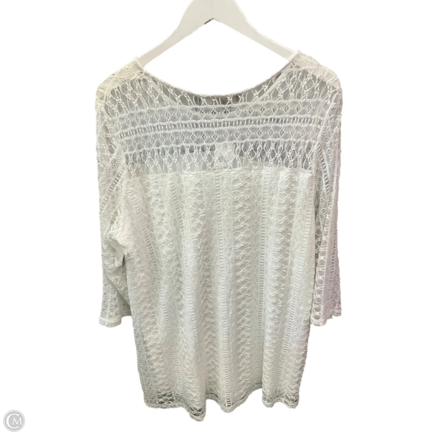 Top 3/4 Sleeve By Cal Style In Cream, Size: 2x