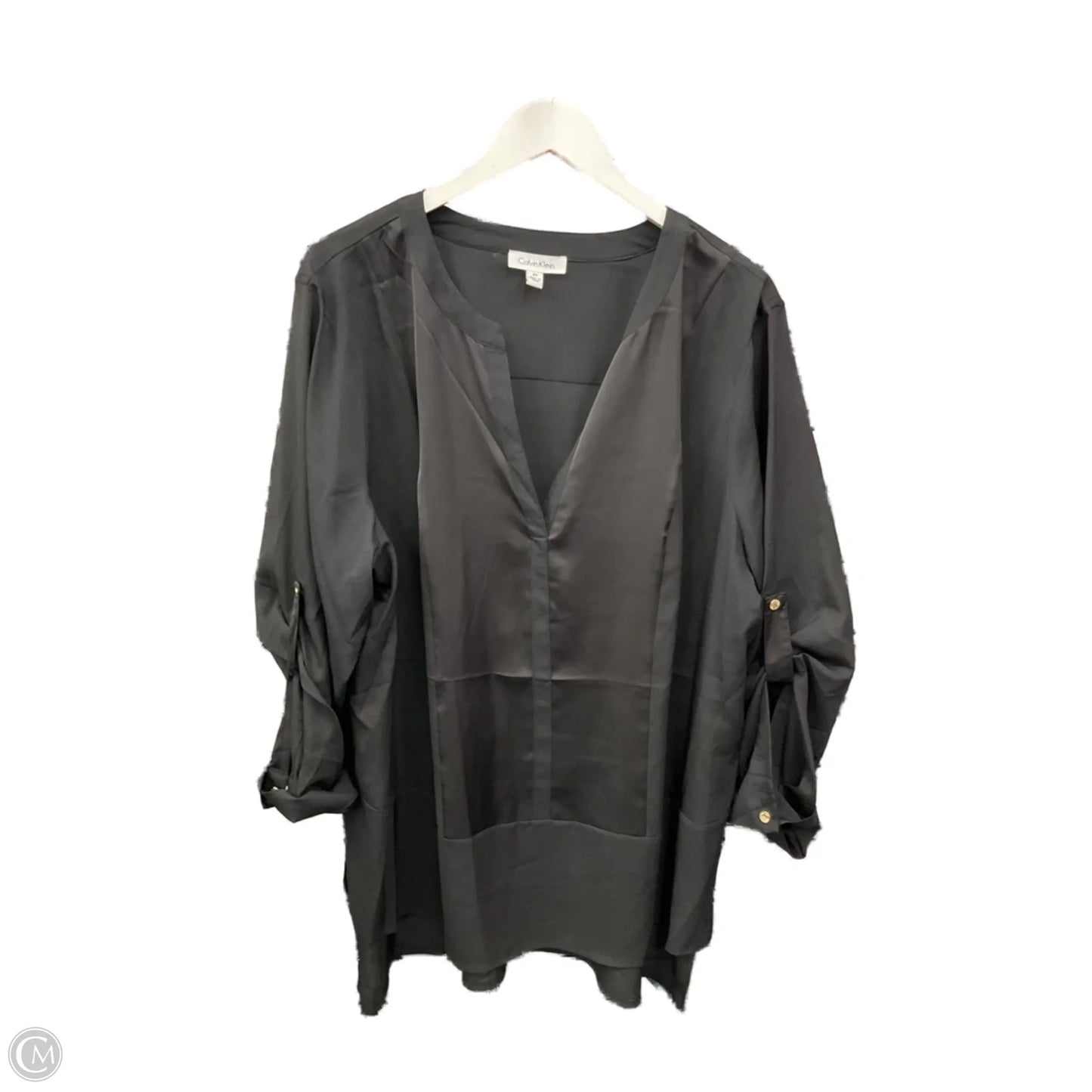 Top Long Sleeve By Calvin Klein In Black, Size: 2x