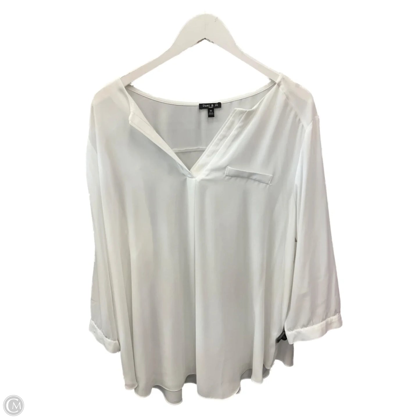 Top 3/4 Sleeve By Sami & Jo In White, Size: 2x