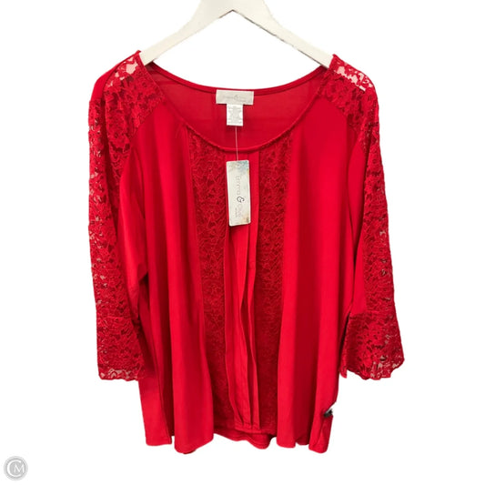 Top 3/4 Sleeve By Clothes Mentor In Red, Size: 3x