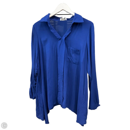 Top Long Sleeve By Joseph A. In Blue, Size: 2x