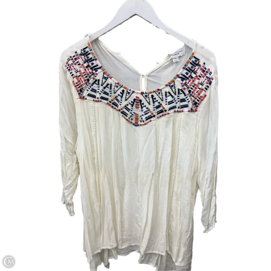 Top 3/4 Sleeve By John Paul Richard In Cream, Size: 1x