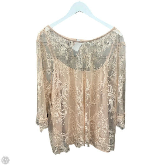 Top 2pc Short Sleeve By Ultra Pink In Peach, Size: 3x