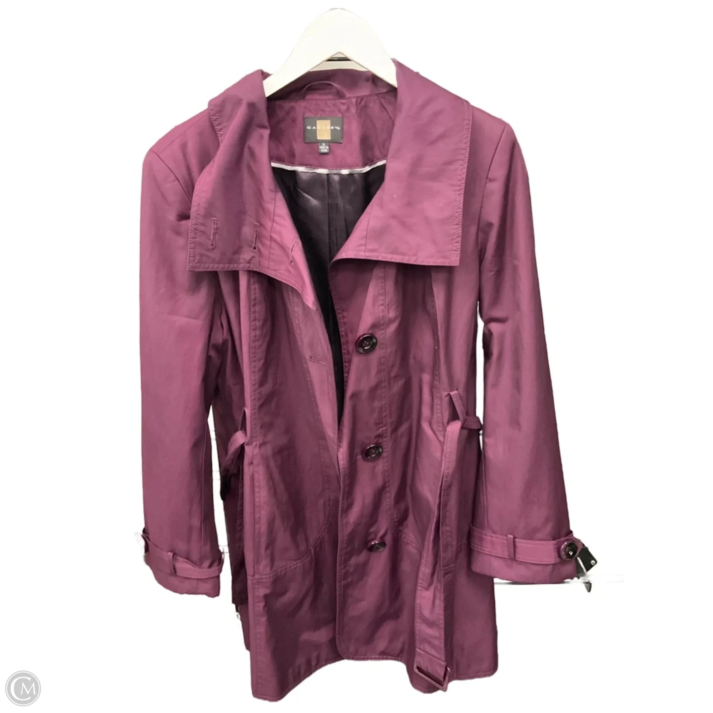 Coat Trench Coat By Gallery In Purple, Size: Xl