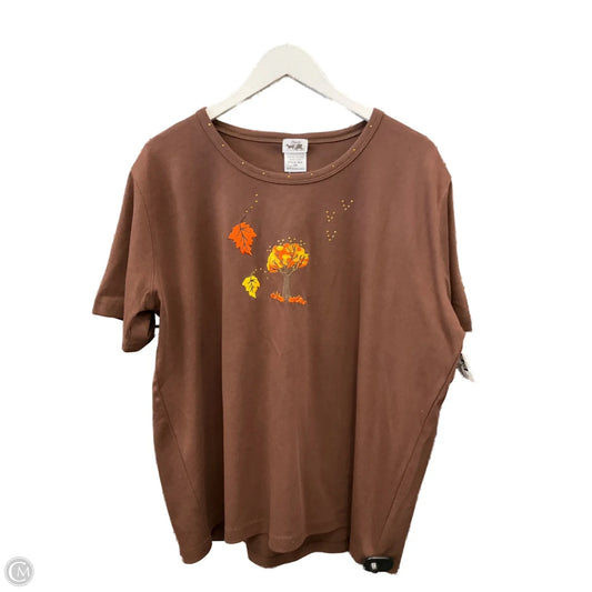 Top Short Sleeve By Clothes Mentor In Brown, Size: 1x