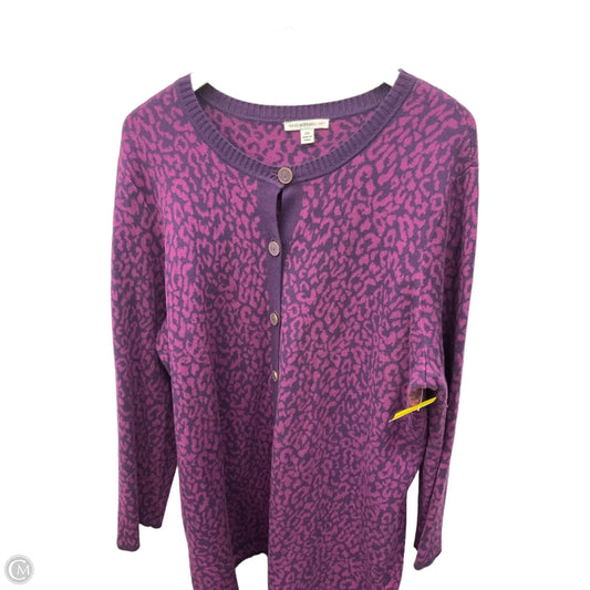 Sweater Cardigan By Isaac Mizrahi Live Qvc In Purple, Size: 2x