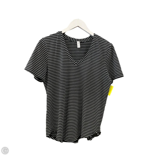 Athletic Top Short Sleeve By Lululemon In Black & White, Size: 8