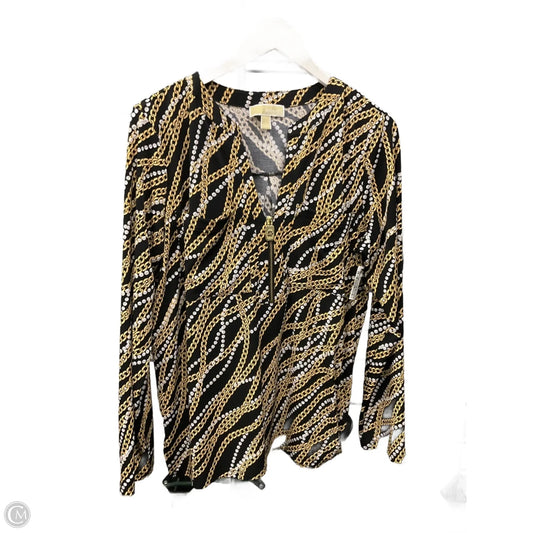 Top 3/4 Sleeve By Michael By Michael Kors In Black & Gold, Size: L
