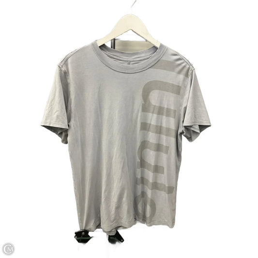 Athletic Top Short Sleeve By Lululemon In Grey, Size: M