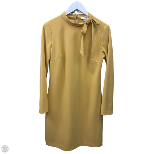 Dress Casual Midi By Calvin Klein In Yellow, Size: M