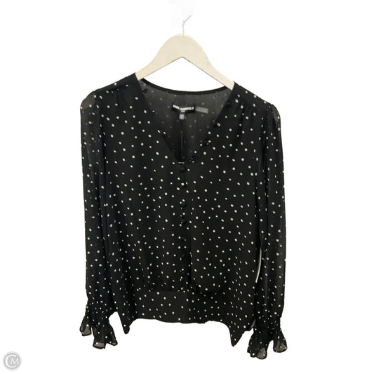 Top Long Sleeve Designer By Karl Lagerfeld In Polkadot Pattern, Size: M