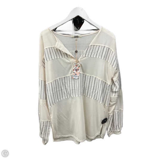 Top Long Sleeve By Gimmicks In Cream, Size: M