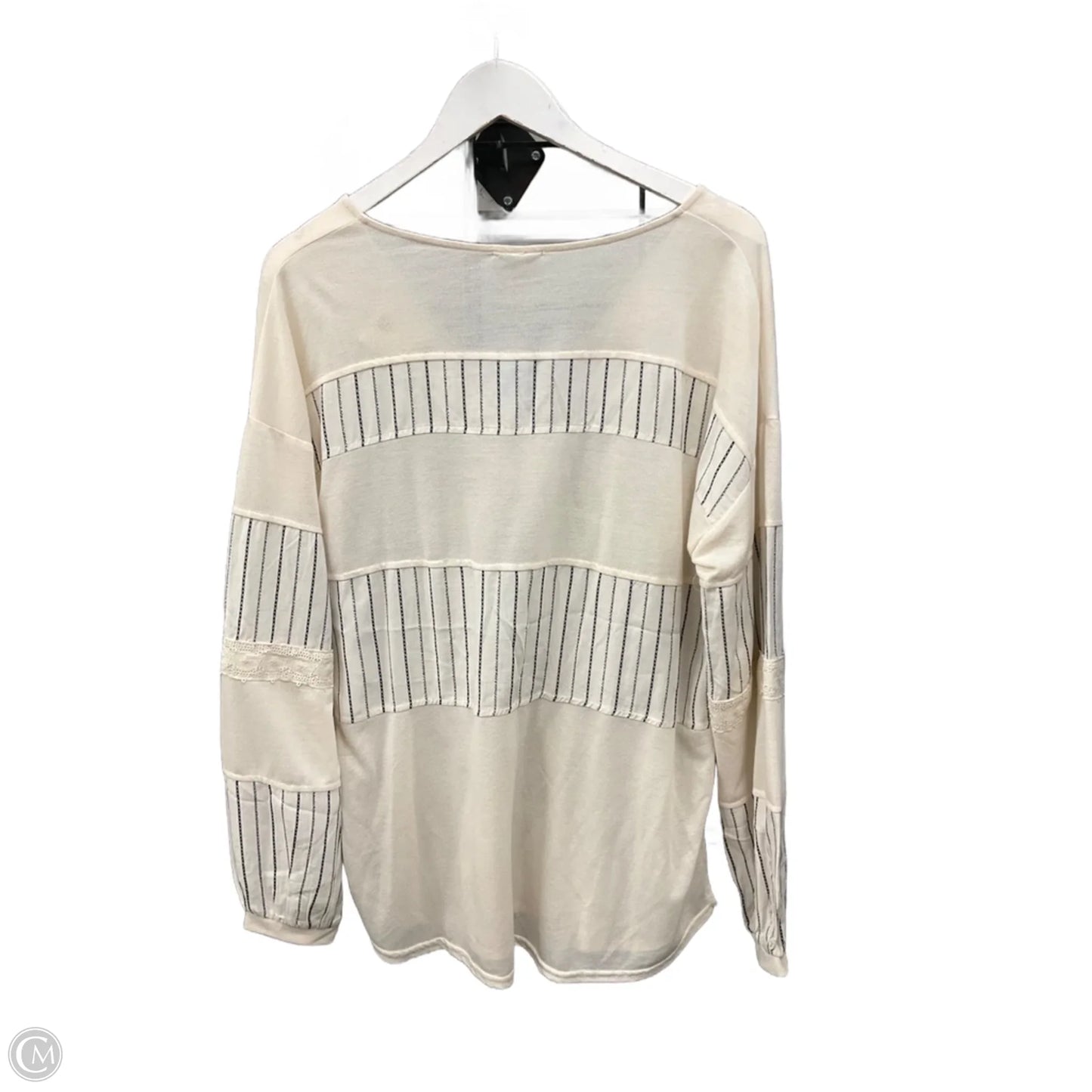 Top Long Sleeve By Gimmicks In Cream, Size: M