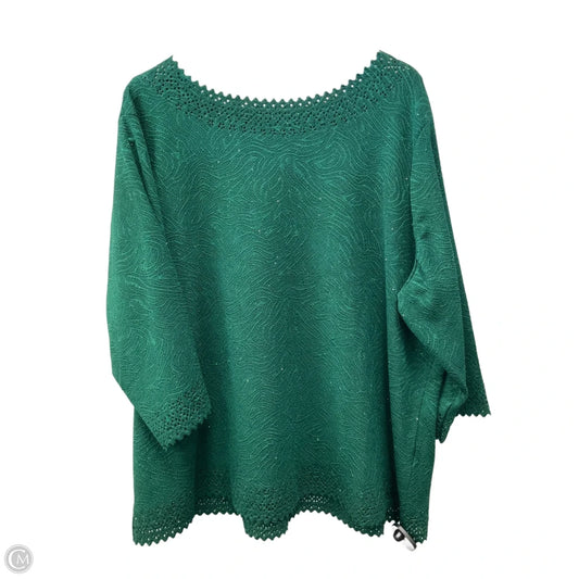 Top 3/4 Sleeve By Clothes Mentor In Green, Size: 3x
