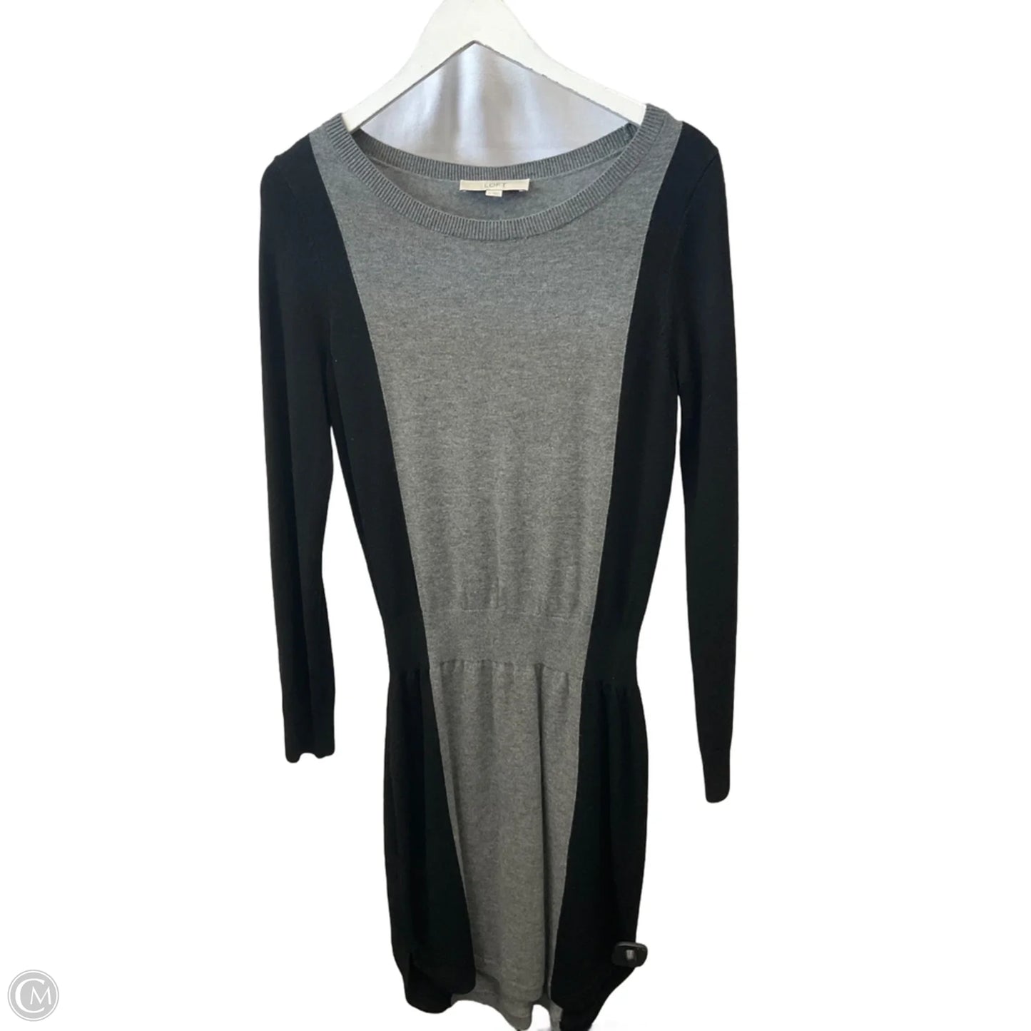 Dress Sweater By Loft In Black & Grey, Size: S