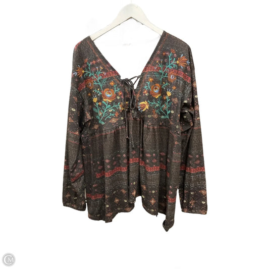 Top Long Sleeve By Maurices In Brown, Size: Xxl