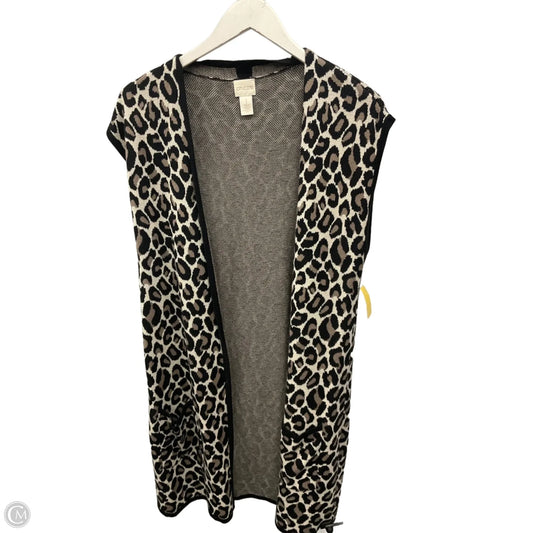 Vest Sweater By Chicos In Animal Print, Size: M