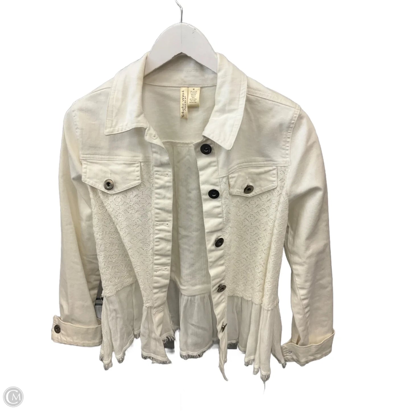 Jacket Denim By Studio West In White, Size: M