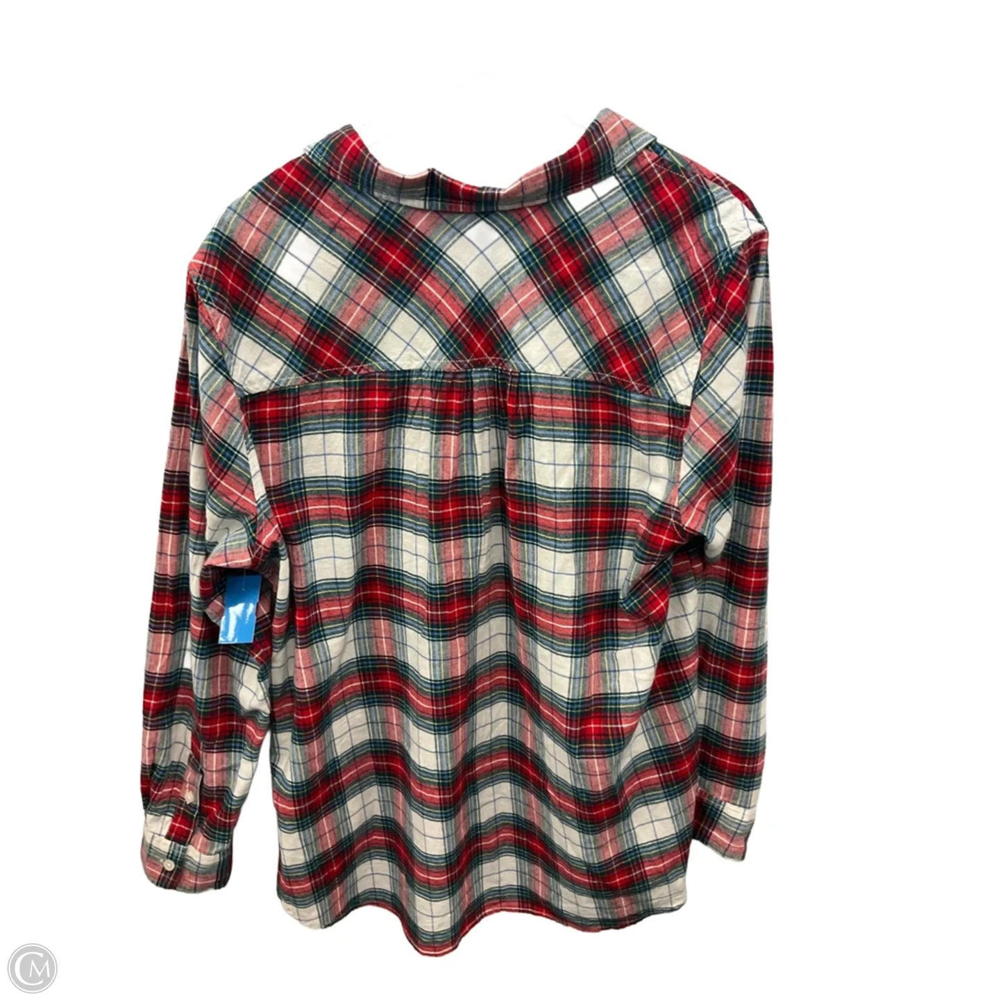Top Long Sleeve By Time And Tru In Plaid Pattern, Size: Xl