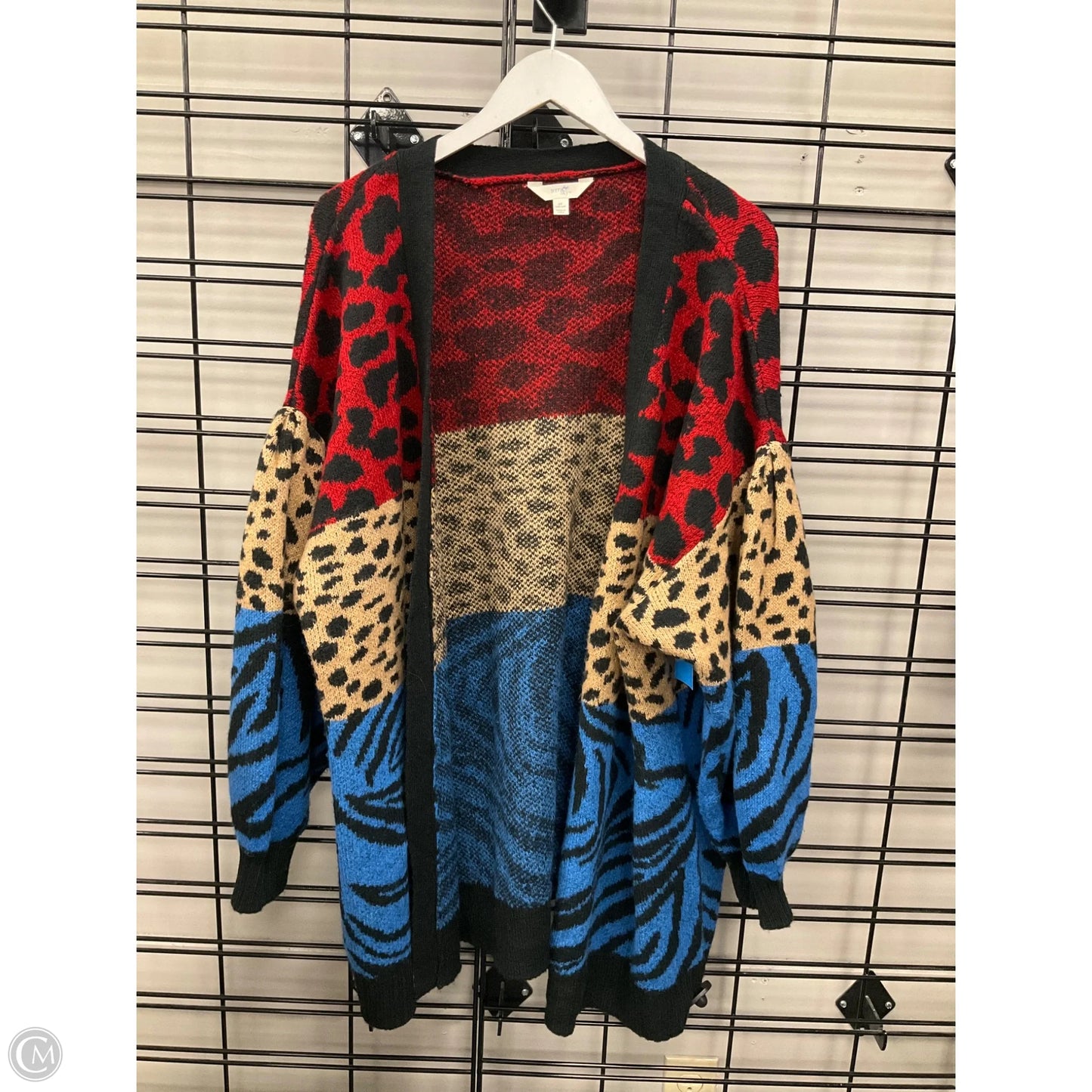 Sweater Cardigan By Terra & Sky In Animal Print, Size: 2x