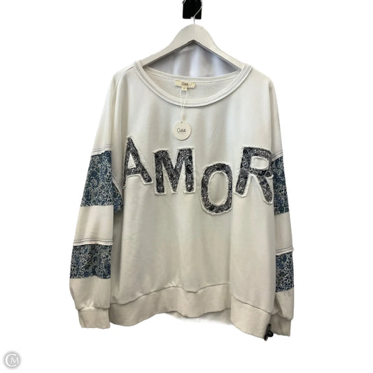 Sweatshirt Crewneck By Oddi In White, Size: 1x