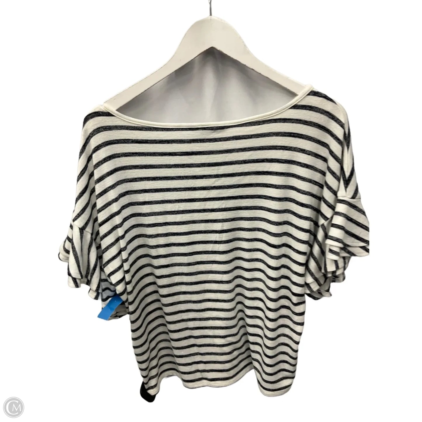 Top Short Sleeve By Banana Republic In Blue & White, Size: S