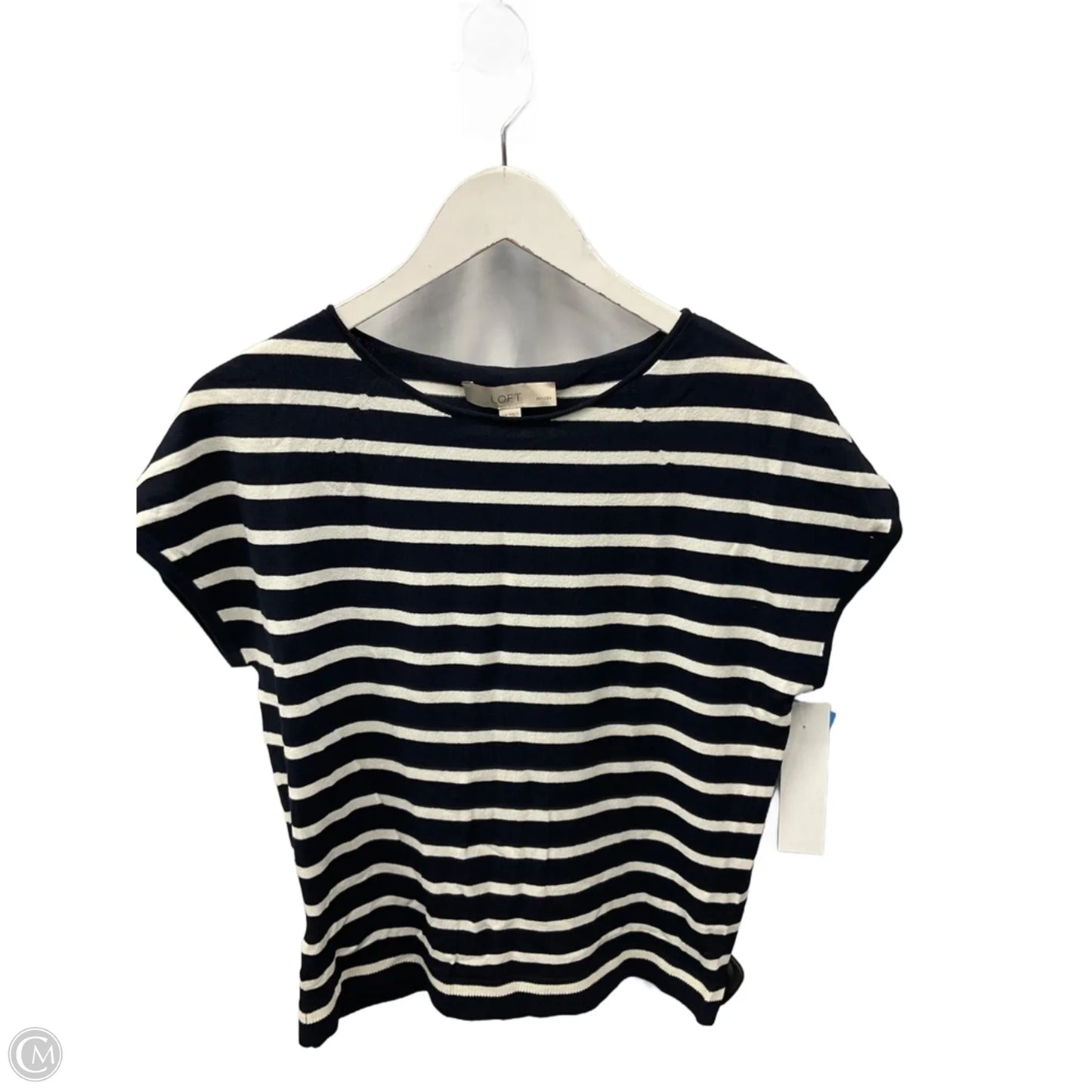 Top Short Sleeve By Loft In Blue & White, Size: S