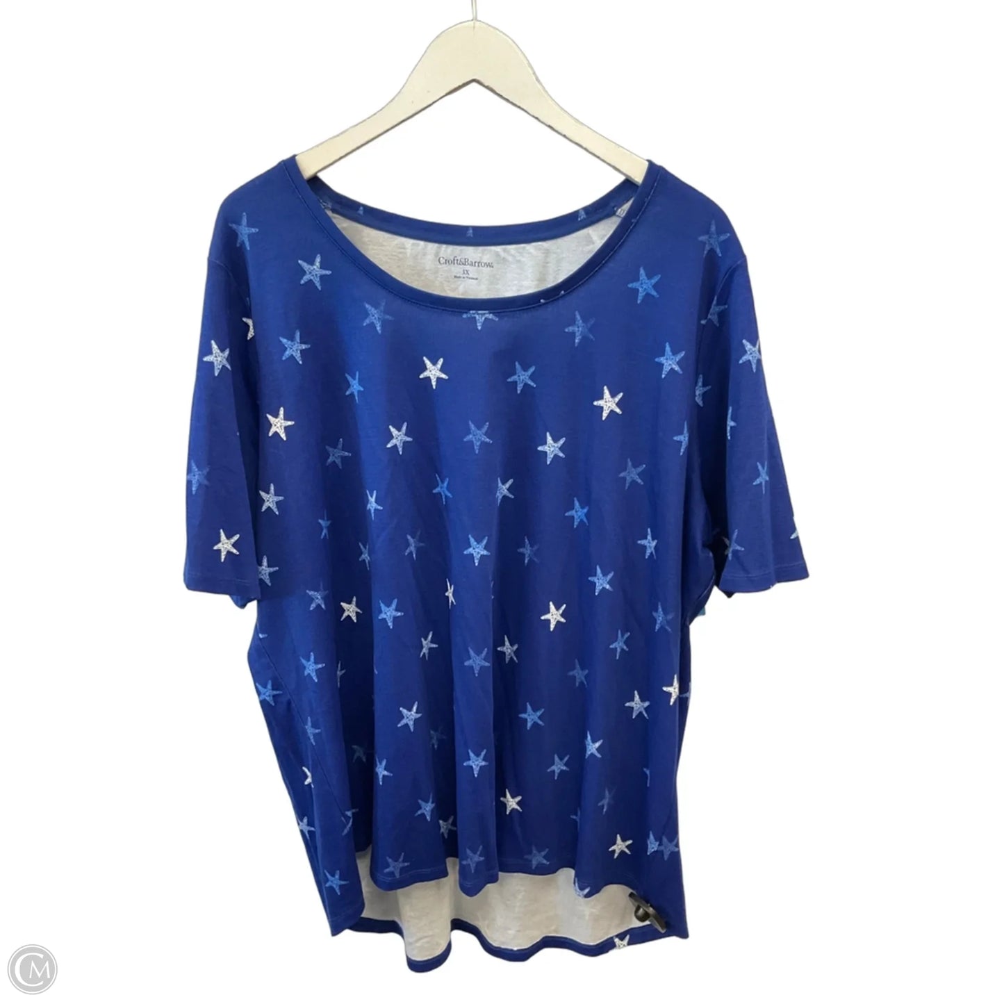 Top Short Sleeve By Croft And Barrow In Blue, Size: 3x