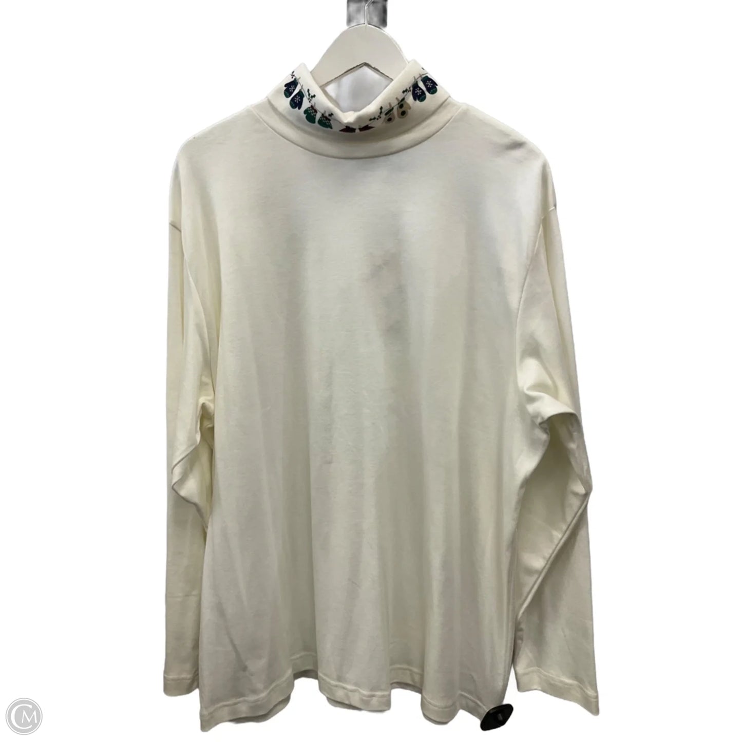 Top Long Sleeve By Croft And Barrow In White, Size: 3x