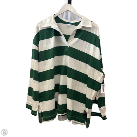 Top Long Sleeve By Old Navy In Green & White, Size: Xl