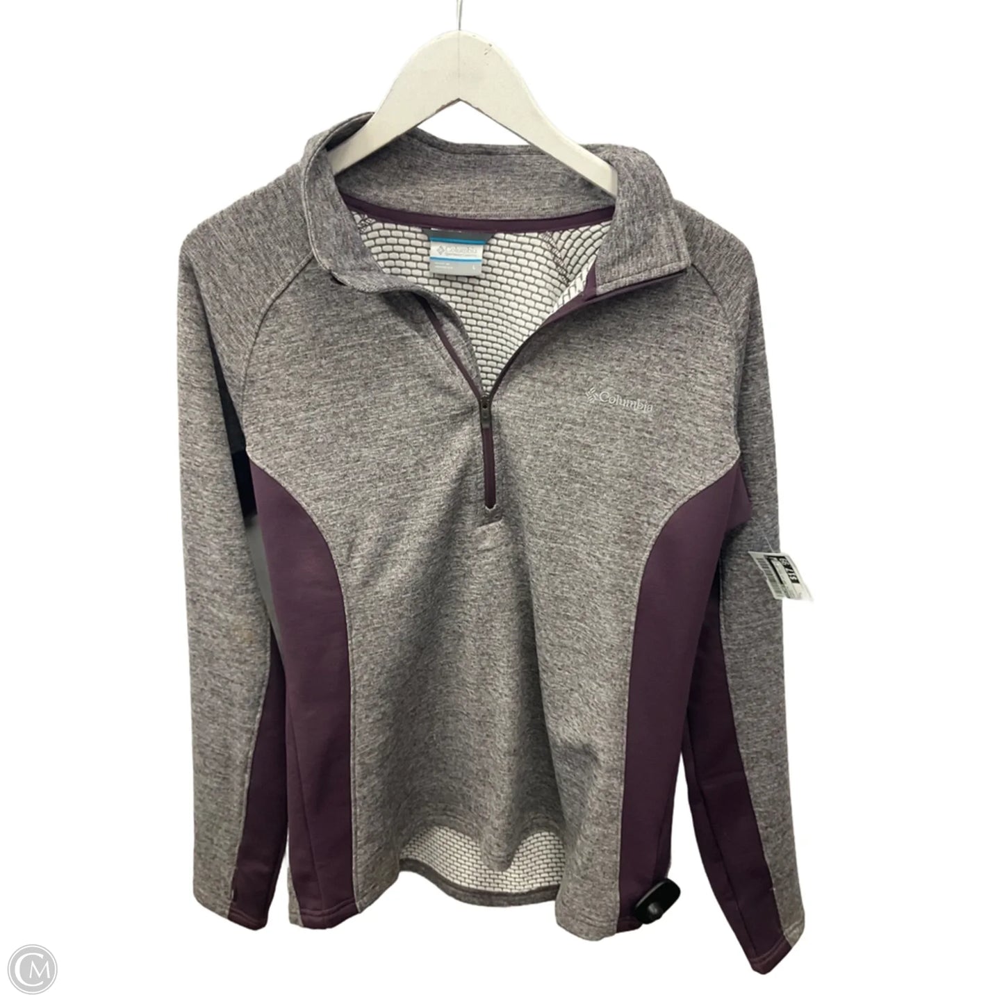 Athletic Top Long Sleeve Collar By Columbia In Purple, Size: L