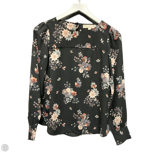 Top Long Sleeve By Loft In Black & Grey, Size: Xs