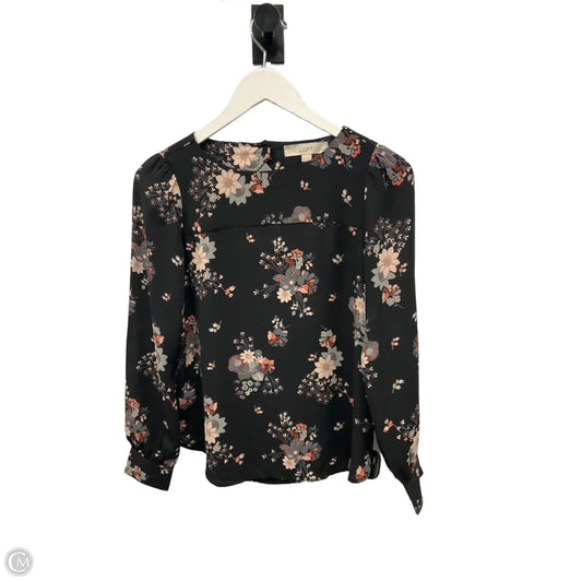 Top Long Sleeve By Loft In Black & Grey, Size: Xs