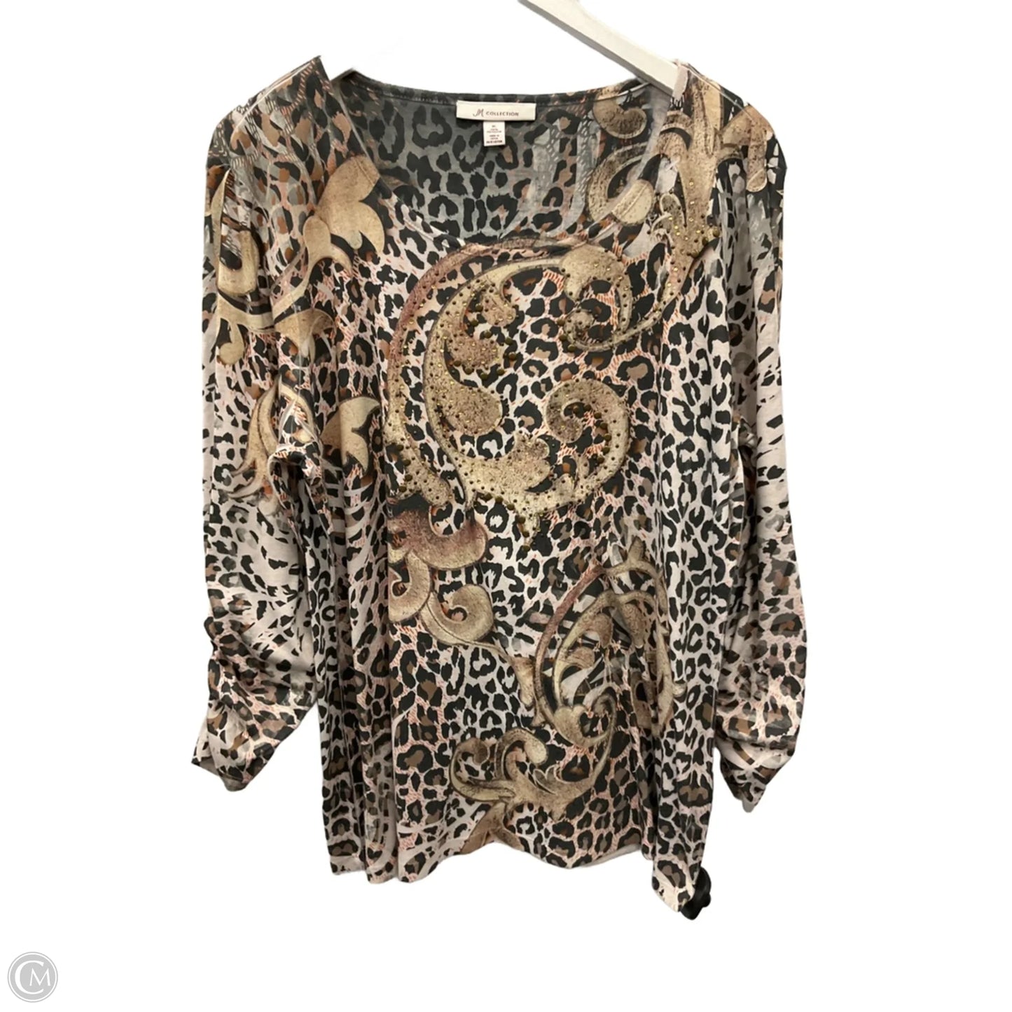 Top Long Sleeve By Jm Collections In Animal Print, Size: Xl