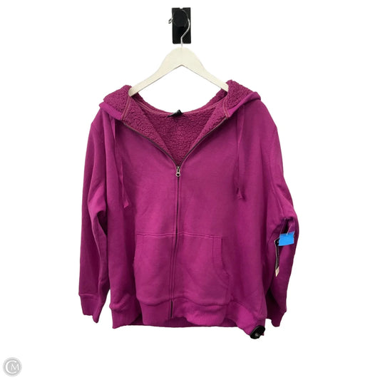 Jacket Fleece By Faded Glory In Purple, Size: 2x