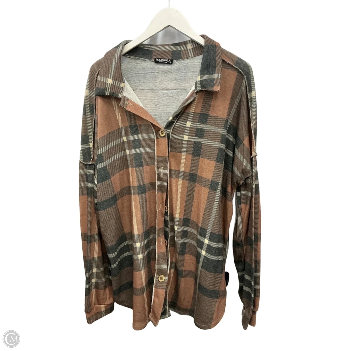 Top Long Sleeve By Heimish Usa In Grey & Tan, Size: 3x