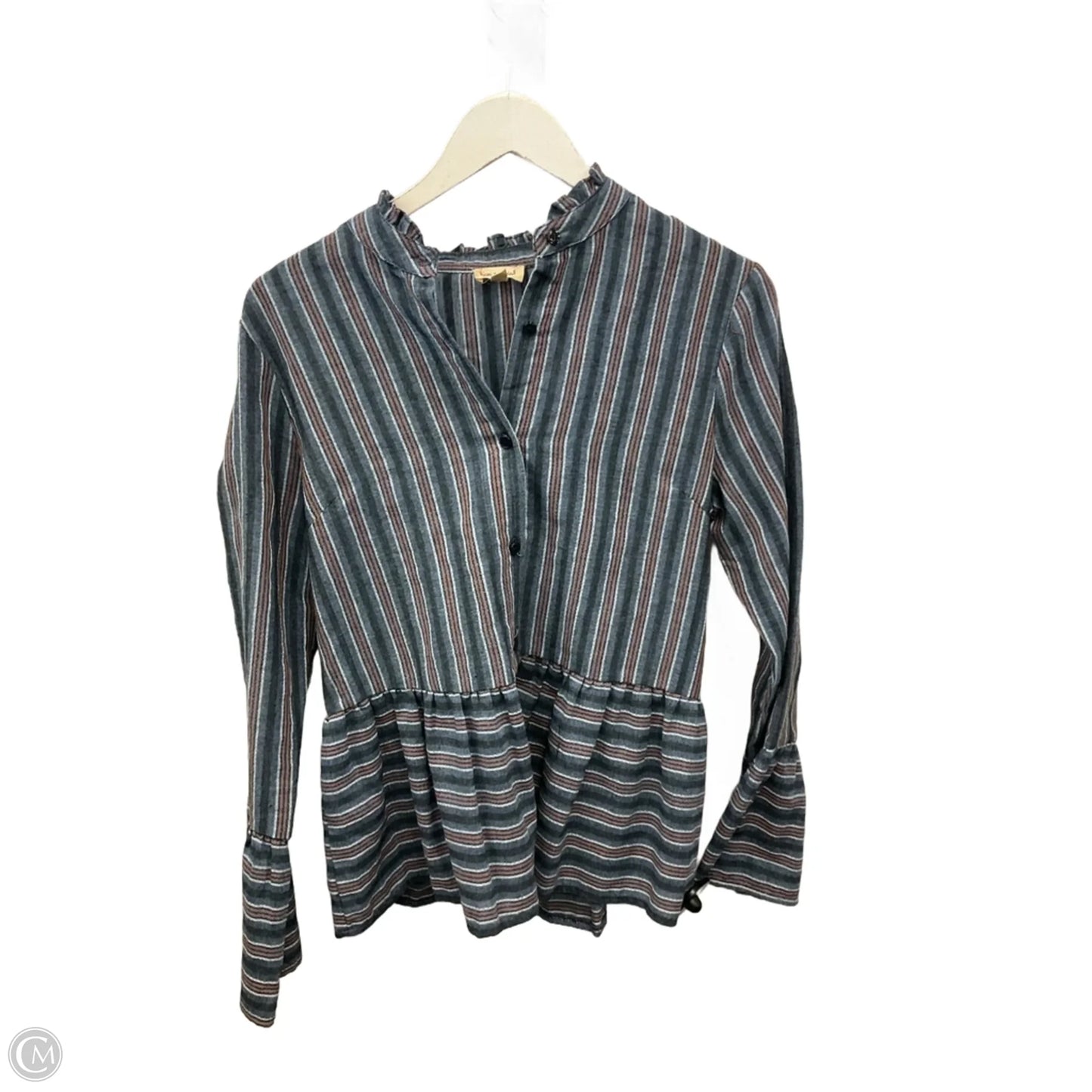 Top Long Sleeve By Hem & Thread In Blue, Size: M