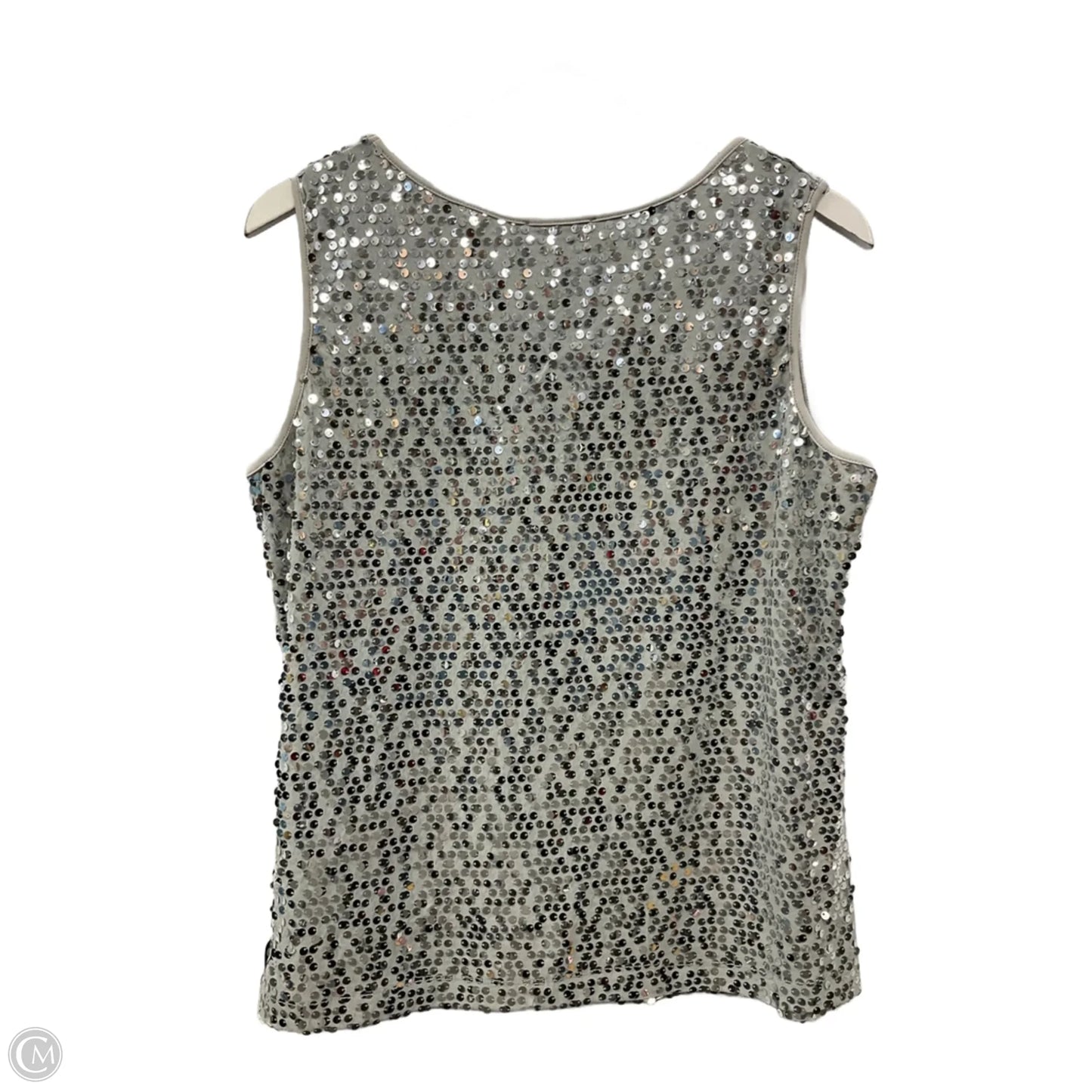 Top Sleeveless By Notations In Silver, Size: L