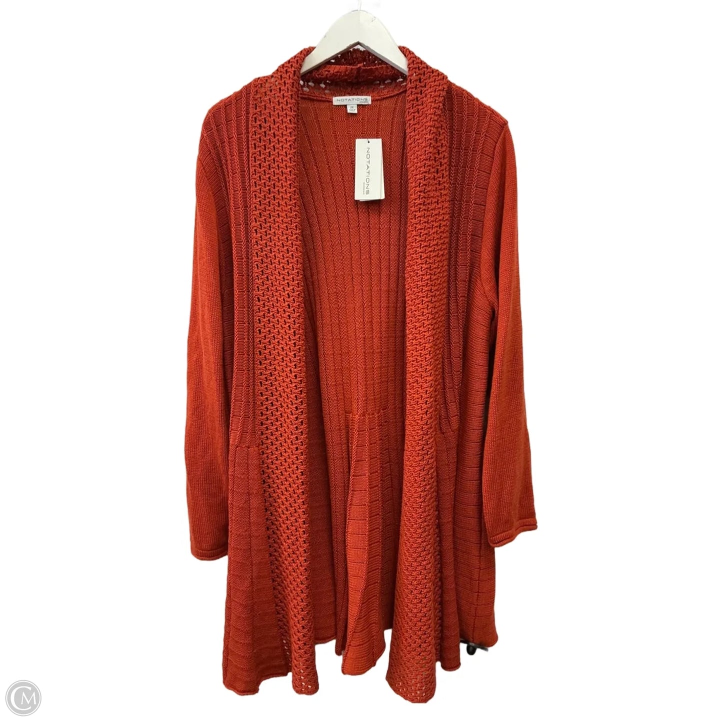Sweater Cardigan By Notations In Orange, Size: 2x