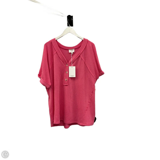 Top Short Sleeve By Andree By Unit In Pink, Size: 2x