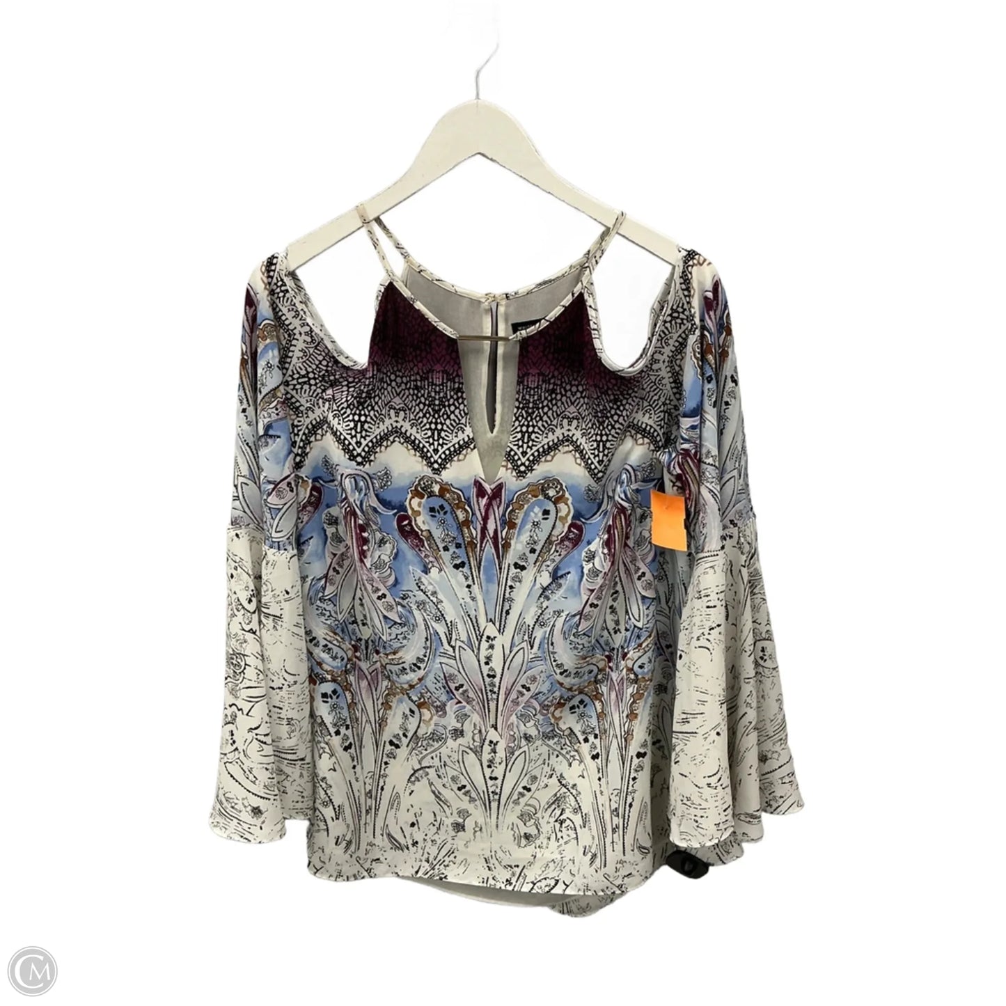 Top Long Sleeve By White House Black Market In Purple & White, Size: L