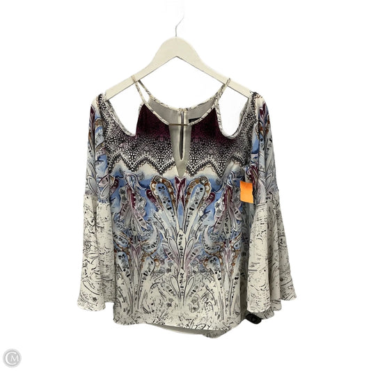 Top Long Sleeve By White House Black Market In Purple & White, Size: L