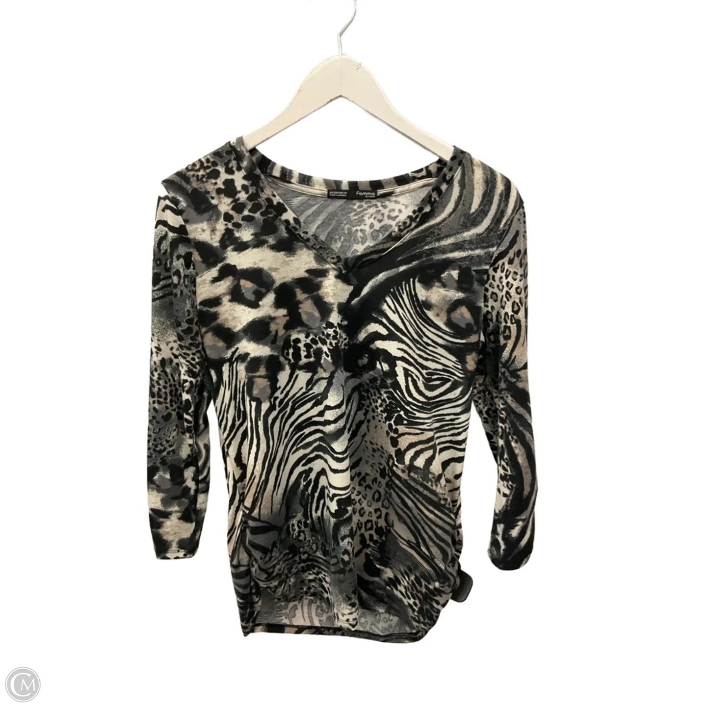 Top 3/4 Sleeve By Cme In Grey, Size: M