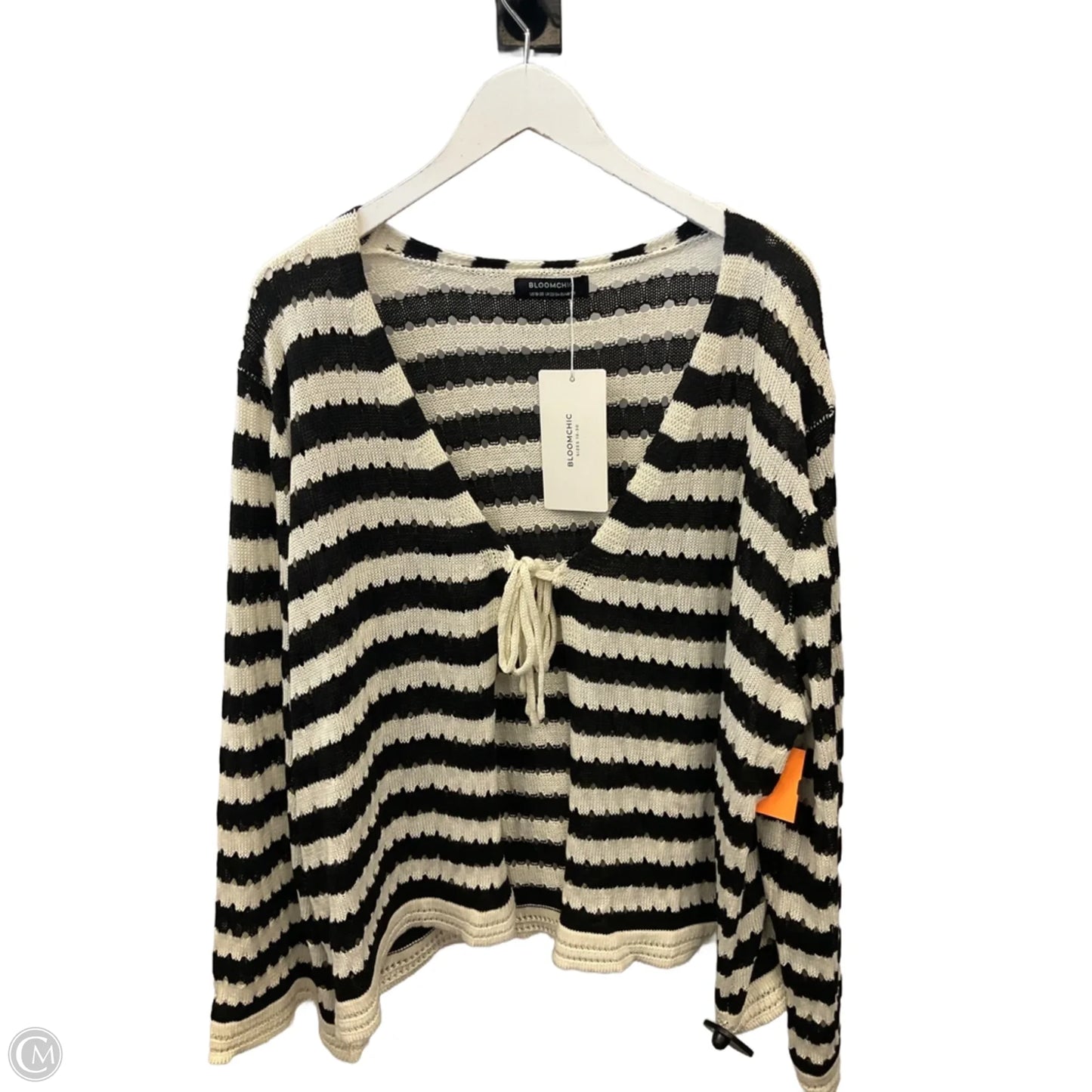 Cardigan By Bloomchic In Black & Cream, Size: 1x