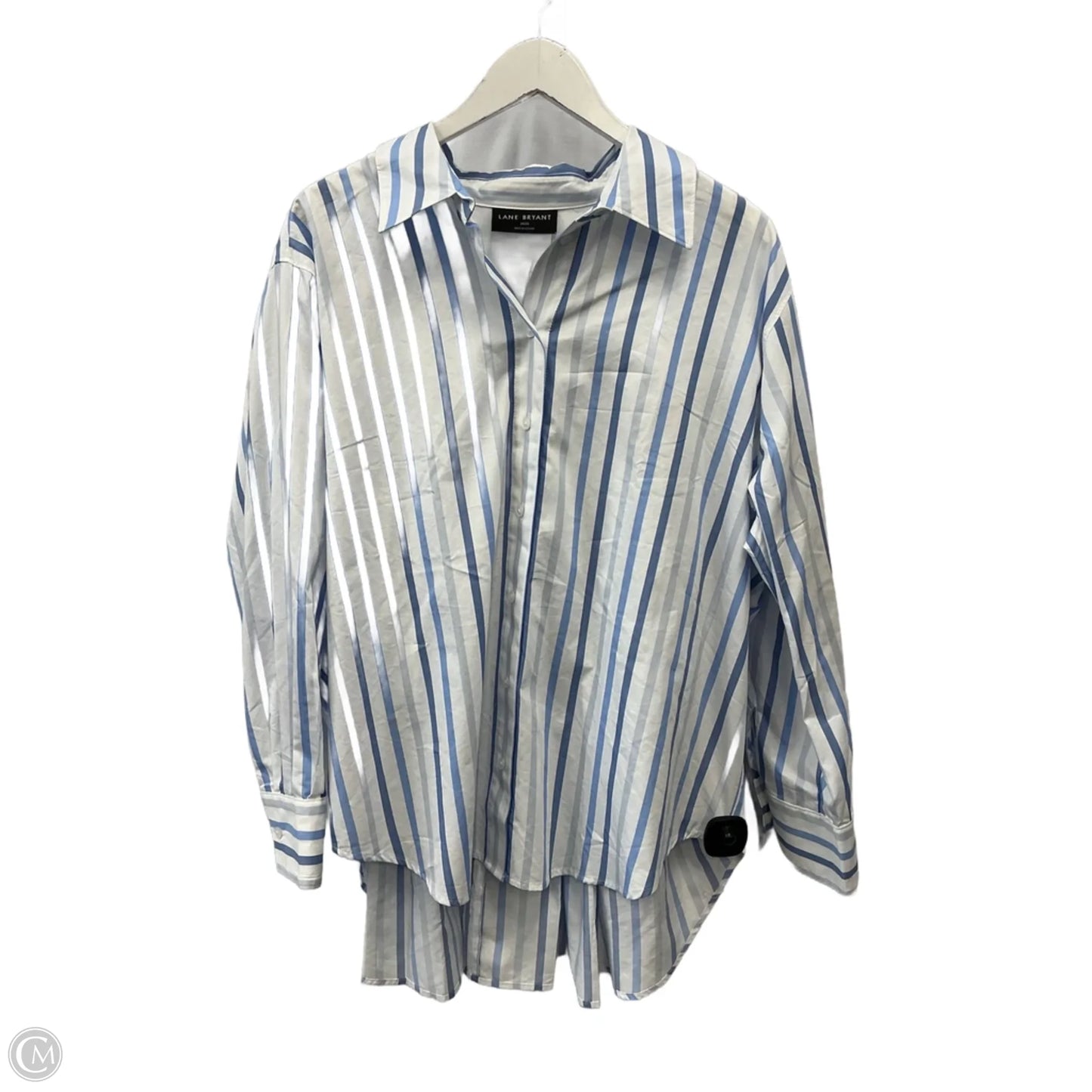 Top Long Sleeve By Lane Bryant In Blue & White, Size: 1x