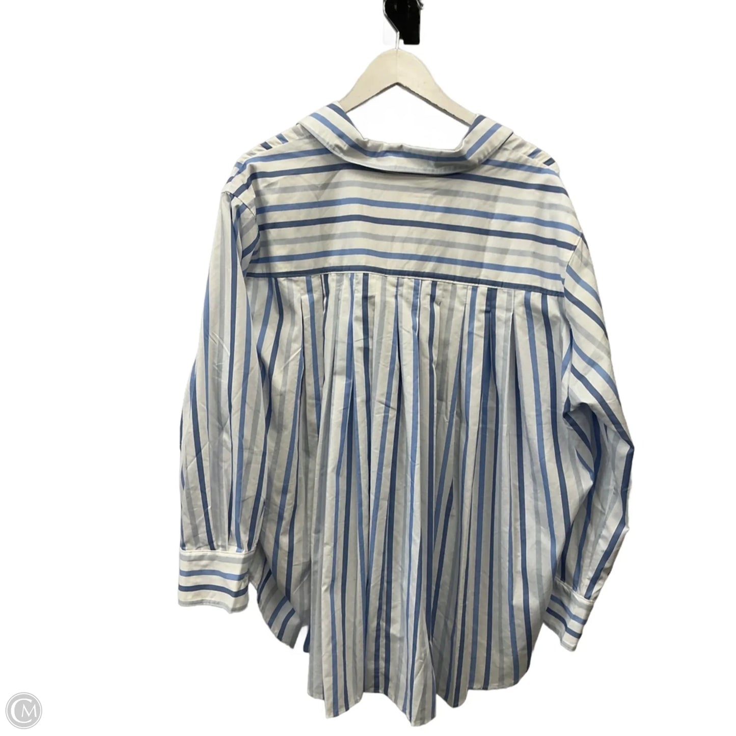 Top Long Sleeve By Lane Bryant In Blue & White, Size: 1x